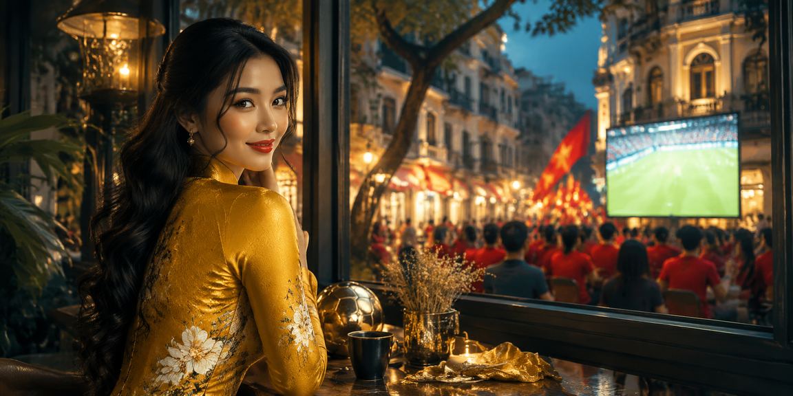 Khán giả mặc áo dài xem bóng đá tại Hà Nội trong không khí lễ hội